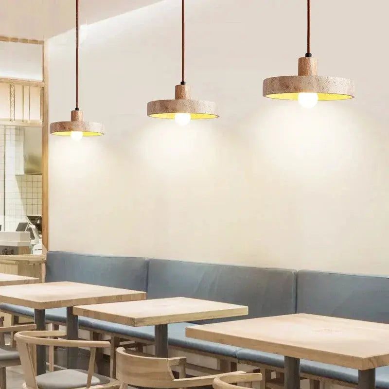 Oskar – Natural Stone & Wood LED Pendant Lamp Lampasa.com