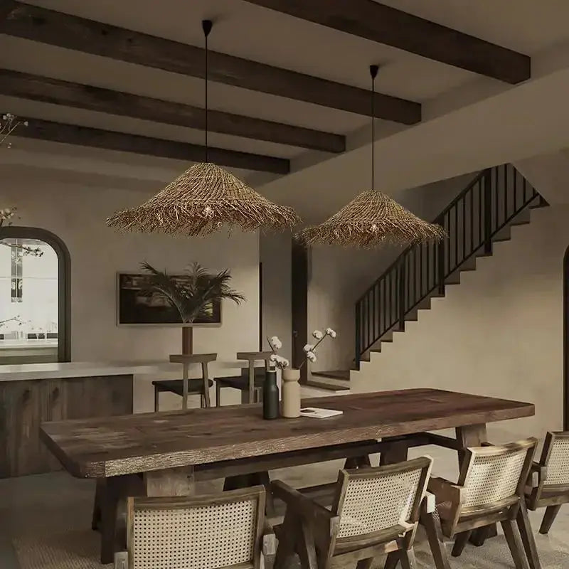 Henrick – Handmade Rattan LED Pendant Light for Natural and Boho Interiors Kozyled.com