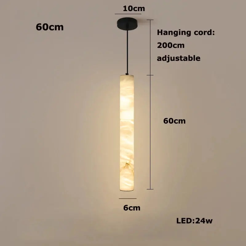 Albert – Dimmable Linear LED Pendant Light with White Alabaster Marble Design Kozyled.com