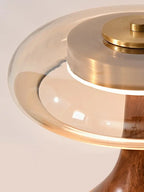 Julius – Mushroom-Style Glass and Walnut LED Table Lamp for Elegant Living Spaces Kozyled