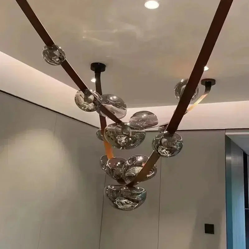 Krystof – Nordic Dimmable LED Pendant Light with Glass Shade and Leather Belt Suspension Kozyled.com
