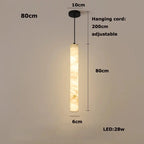 Albert – Dimmable Linear LED Pendant Light with White Alabaster Marble Design Kozyled.com
