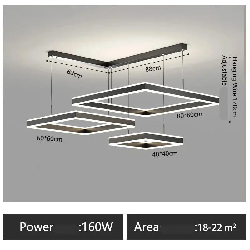 Zerel – Scandinavian Elegant Modern Square Dimmable LED Pendant Lamp Lampasa.com