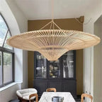 Mika – Handmade Round Japanese Rattan LED Pendant Light for Minimalist Interiors Kozyled
